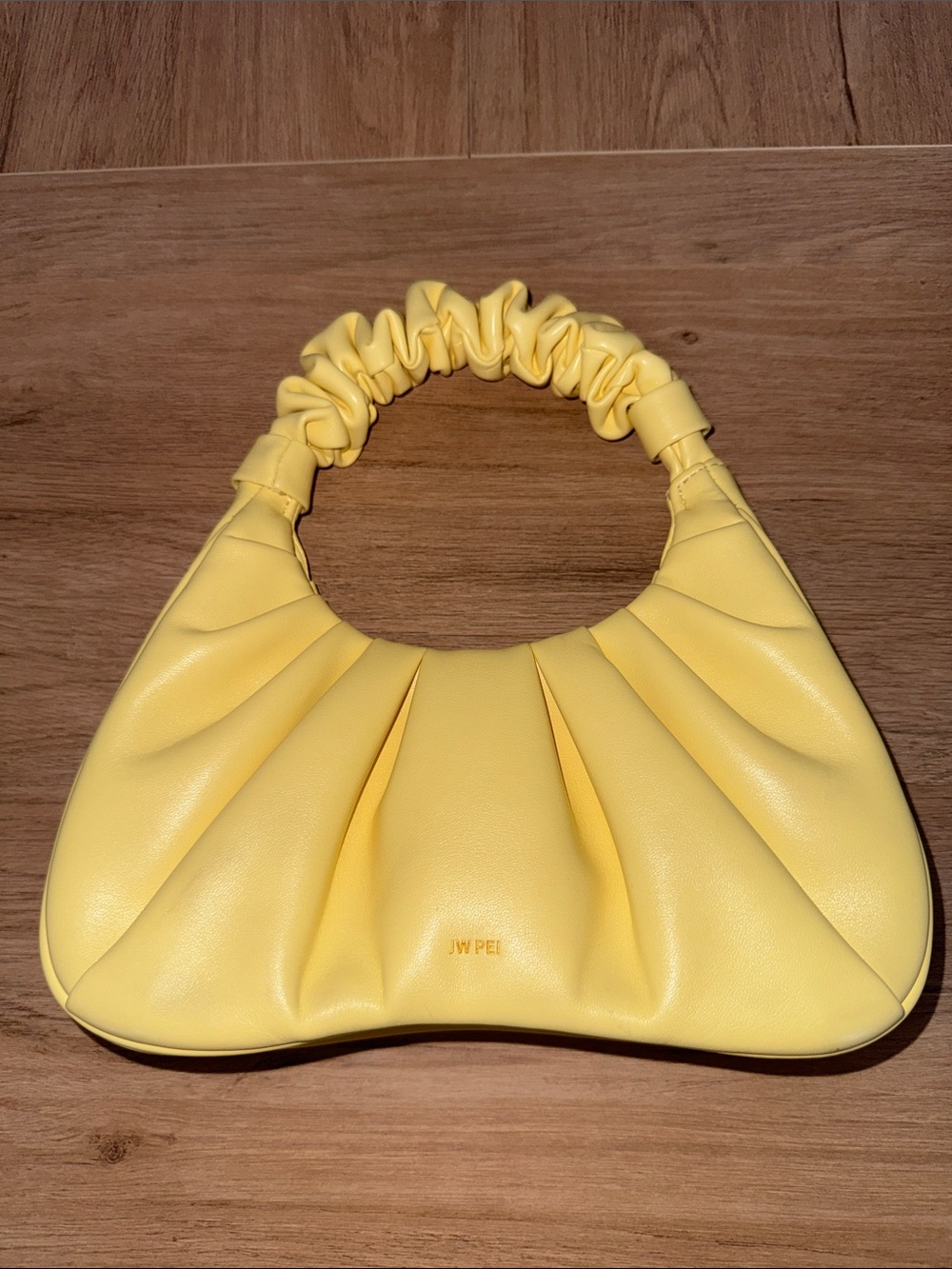 JW PEI Lemon Yellow Ruched Handle Shoulder Bag